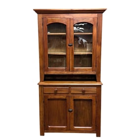 19th Century American Walnut 2pc Stepback Cupboard