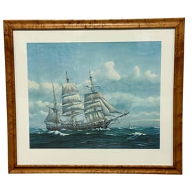 JOHN FAUNCE LEAVITT Massachusetts/Connecticut Framed Schooner Litho