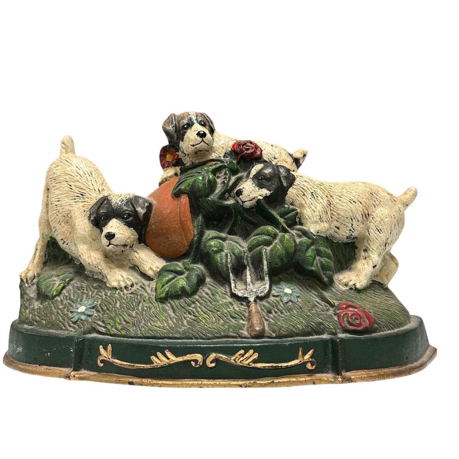 Cold Painted (3) Puppy Figural Door Stop (1 of 12)