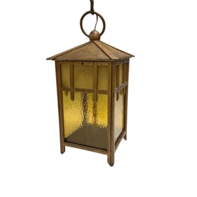 Arts and Crafts Hanging Hall Wooden Lantern Lamp Fixture