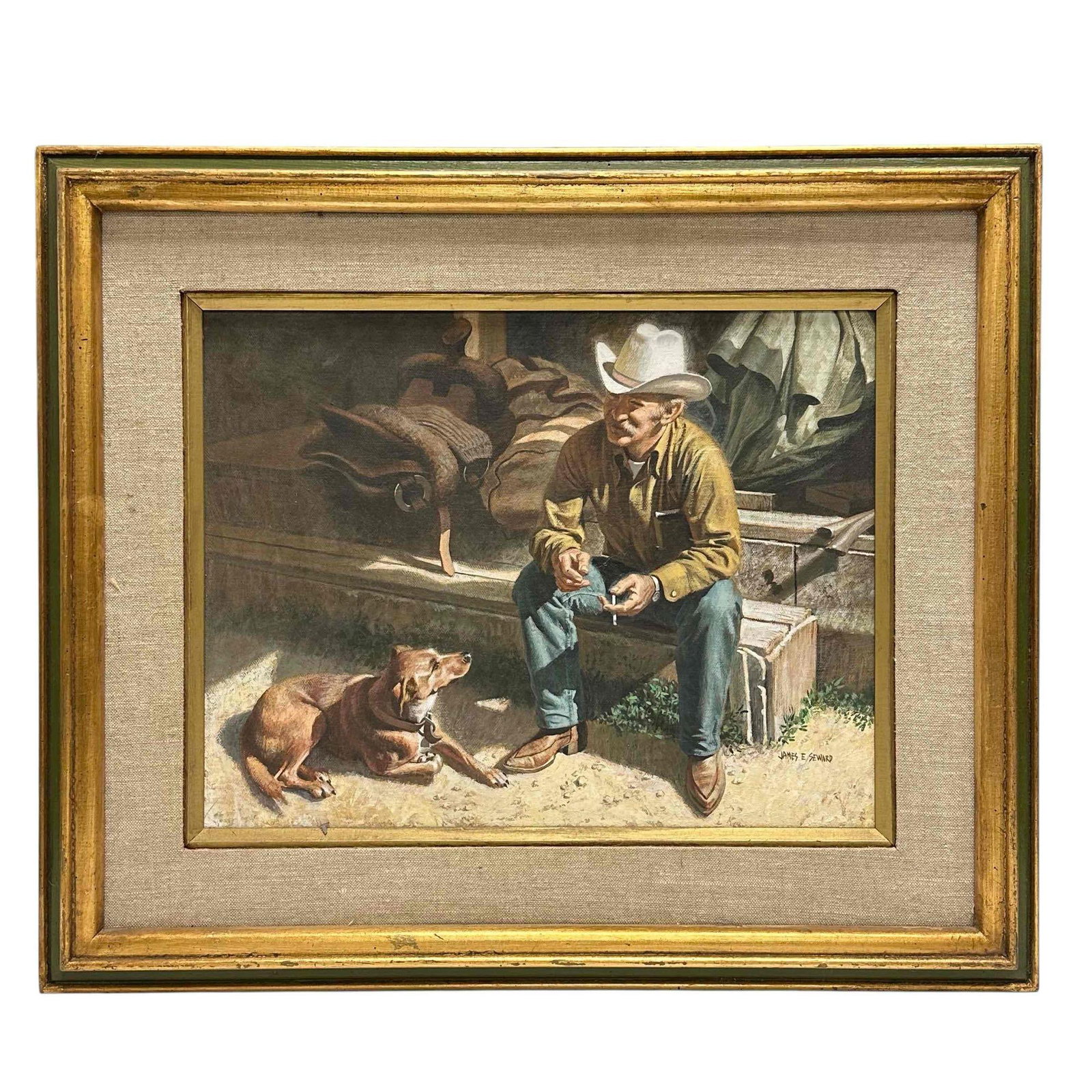 James E Seward Cowboy Acrylic on Canvas Painting (1 of 14)