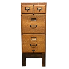 American Oak Industrial Stacking Filing Cabinet