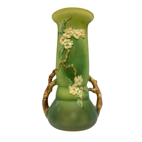 Roseville Pottery Apple Blossom Green Vase