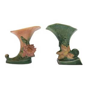 Two Roseville Pottery Cornucopia Vases