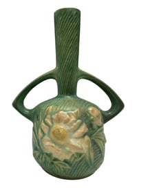 Roseville Pottery Green Peony Bud Vase