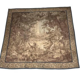 Late 19th C. French Gobelin Style Tapestry / Textile with Birds