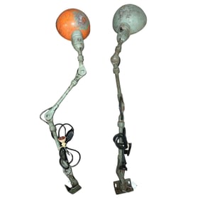 Pair of Mid-Century Vintage Fostoria Articulating Shop Lamp Light