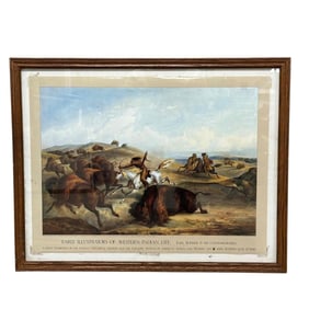 Indians Hunting the Bison - Karl Bodmer - 1990 Print