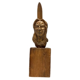 Brutalist Bronze Bust of Indian Chief