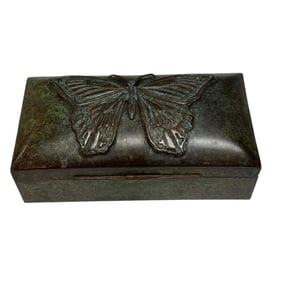 French Bronze Hinged Box with Butterfly