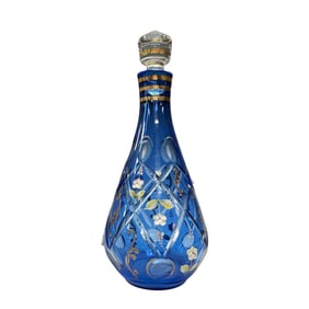 Colbalt Blue to Clear Enameled Decanter - St Louis