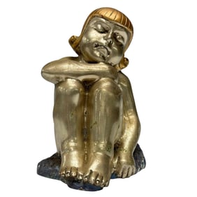 20th Century Metal Sculpture of Seated Woman