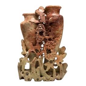 Carved Chinese Soup Soapstone Vase