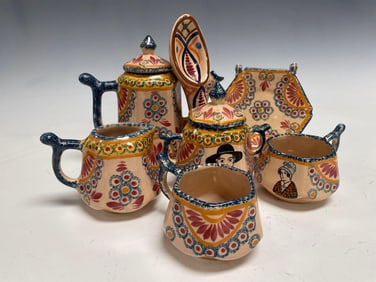 Eight (8) Assorted Quimper Faience Pieces Marked Clermont-Ferrand