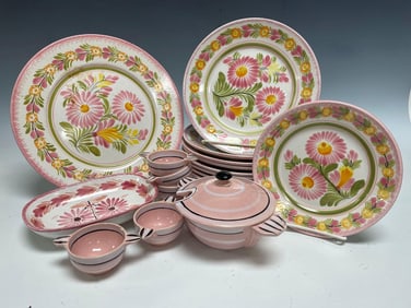 Seventeen (17) Assorted Pink Quimper Pieces