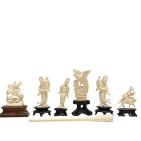 Seven (7) Carved Chinese Figurines
