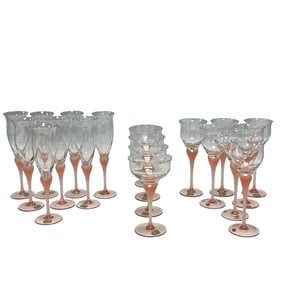 Mikasa Sea Mist Coral Frosted Crystal Stemware - 19 pcs.