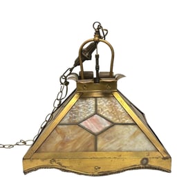 Arts and Crafts Style Slag Glass Hanging Fixture