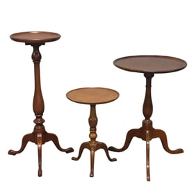 Three (3) Queen Anne Tripod Kettle / Candle Stands