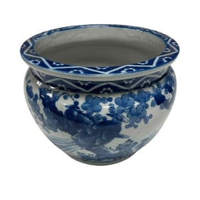 Blue and White Oriental Style Cachepot / Jardiniere