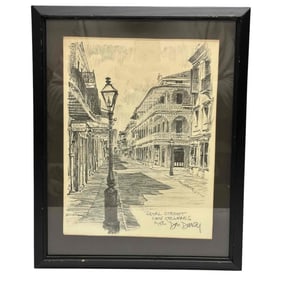 Don Davey Signed ROYAL STREET New Orleans Pencil Drawing