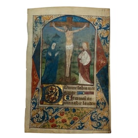 16th Century French Crucifixion Gold Leaf and Tempera