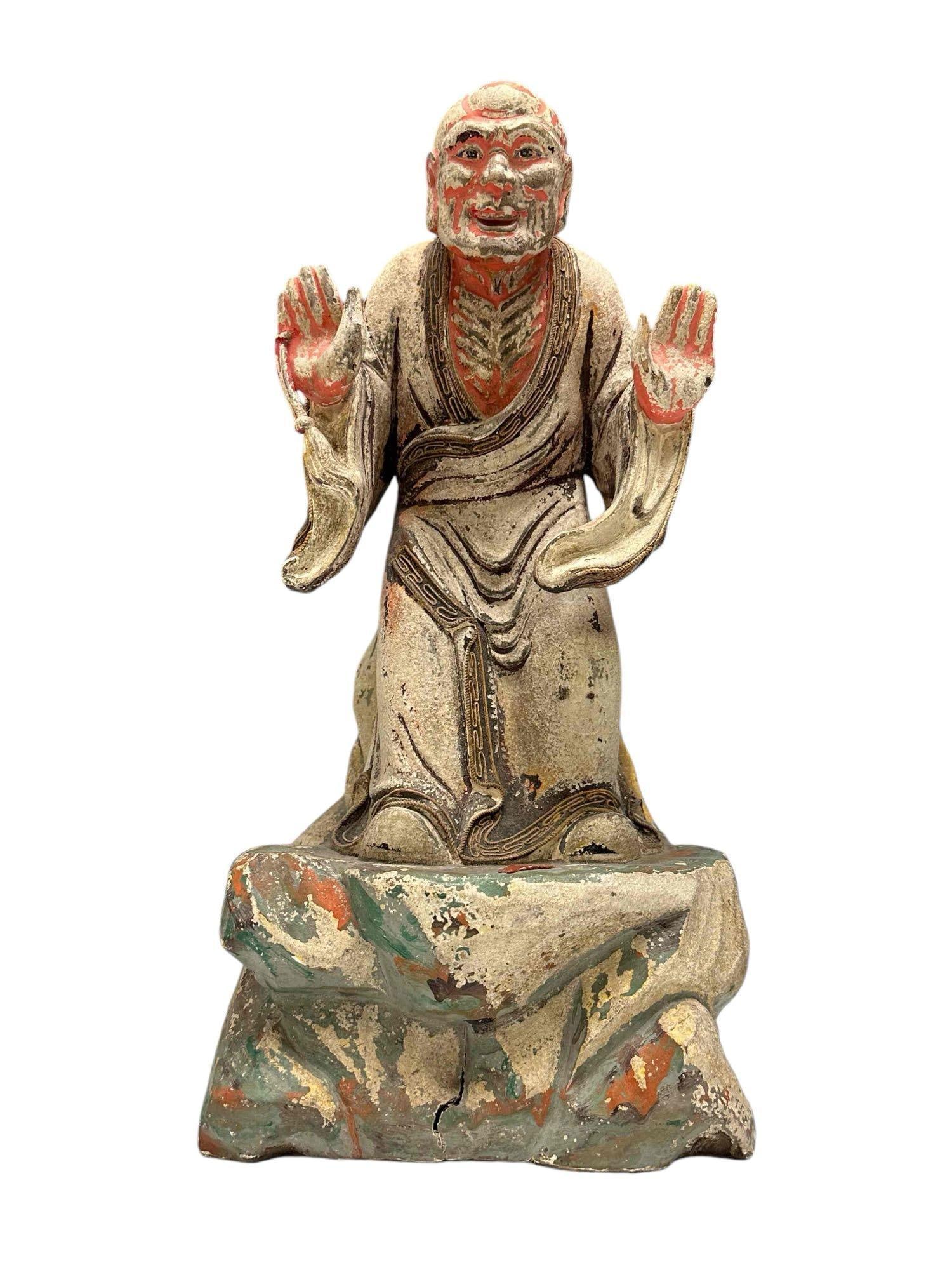 Chinese Bamboo Lohan Carved Style Statue (1 of 16)