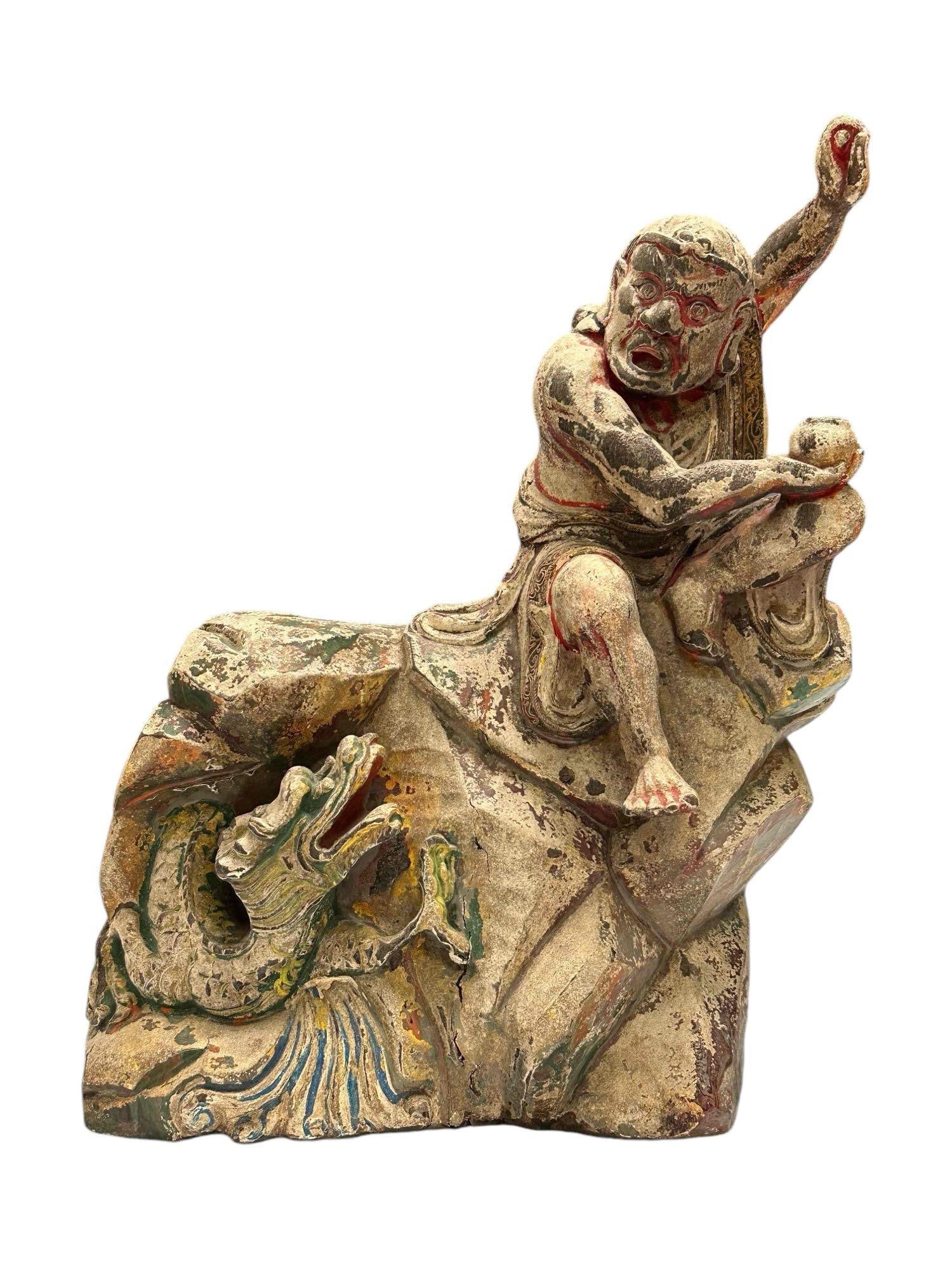 Chinese Bamboo Lohan Carved Style Statue (1 of 17)