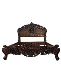 Carved Chinese Influenced King Size Bed