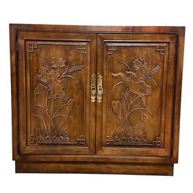 Henredon, Chinese Style Carved Walnut Silver Chest