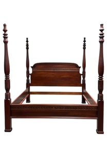 20th Century Carved 4-Poster King Size Bed