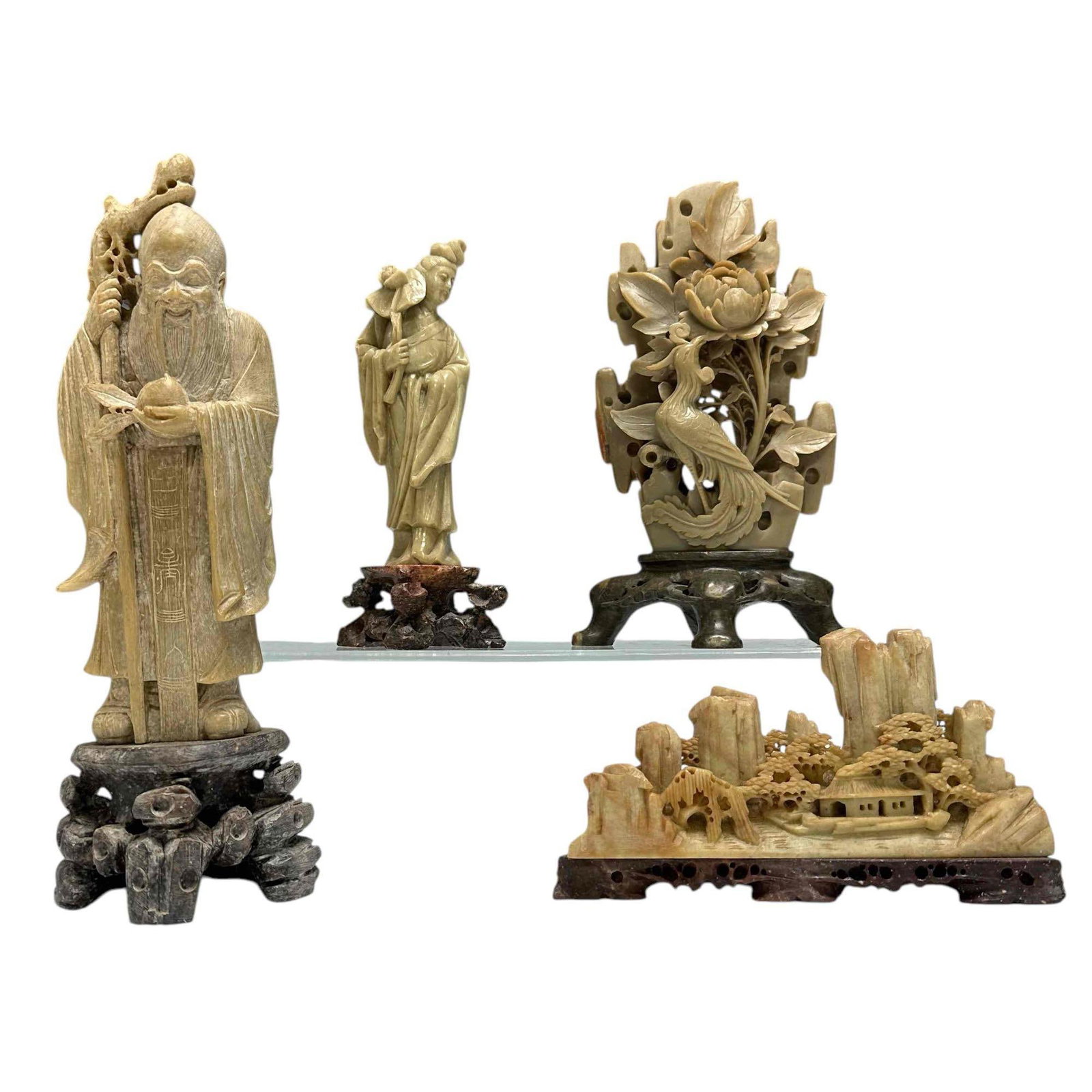 4pc Figural Carved Soapstone Group Lot (1 of 19)