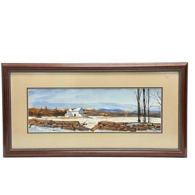 Winter Country Landscape Watercolor by George Wervey