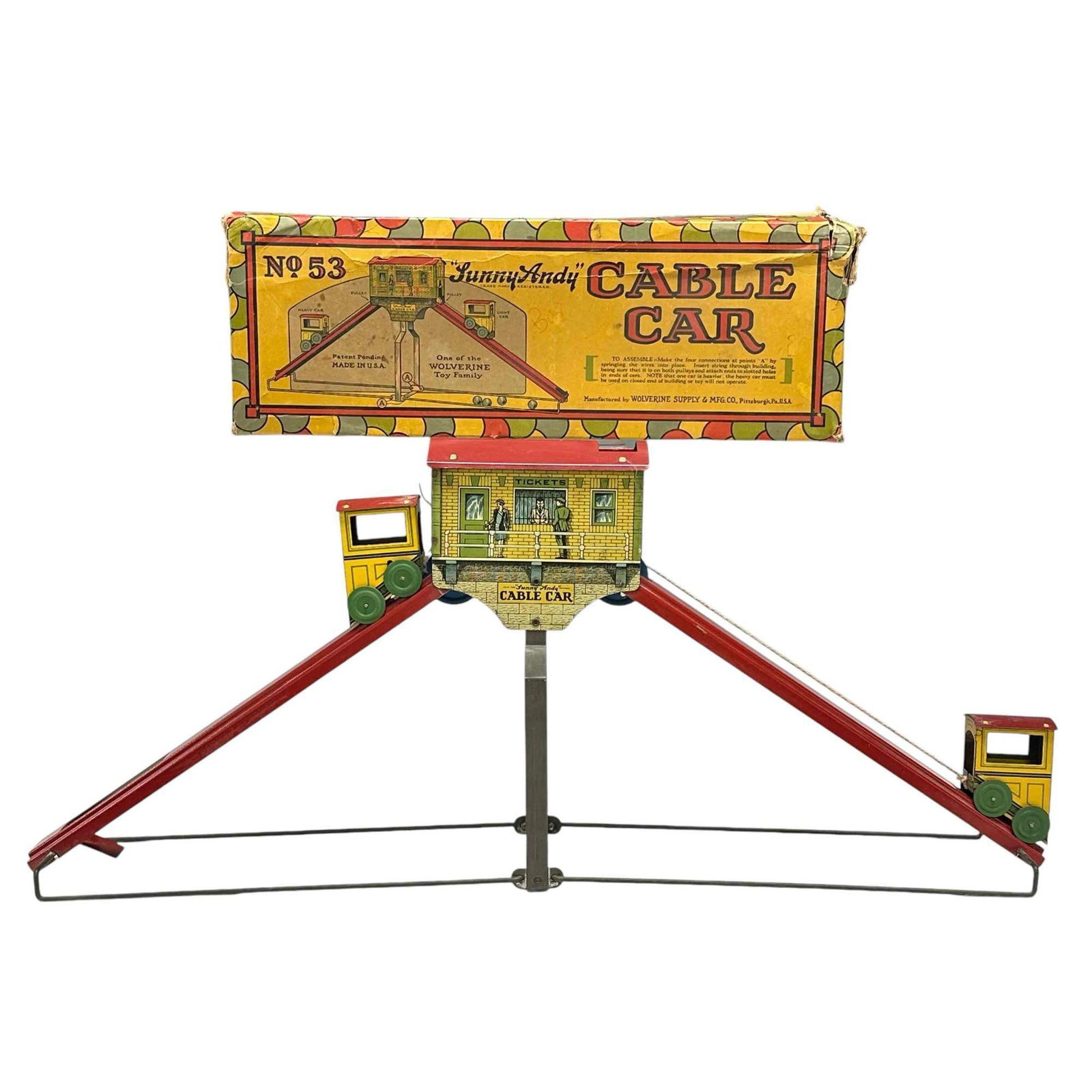 Wolverine Sunny Andy Cable Car Marble Tin Litho Toy with BOX (1 of 20)