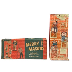 WOLVERINE Merry Masons Tin Litho'd Sand Toy with Box