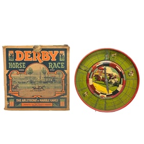 JENNETTE TOY Tin DERBY HORSE RACE Game w Box