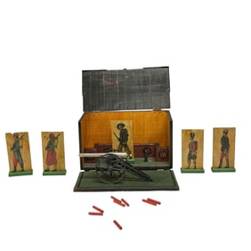 Prize Shooting Wood Boxed Mechanical Cannon Game