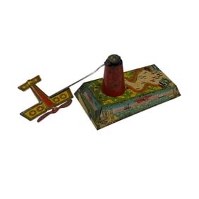 Marx Lucky Stunt Flyer Tin Airplane and Tower