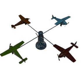 Early Mechanical Folk Art Airplane Spinning Carousel Display