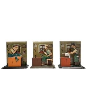Three (3) German BING Tin Litho Steam Toy Accessories