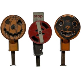 Three (3) Tin Litho Mechanical Sparklers - Halloween