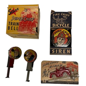 Fire Chief Toys, Noise Maker and Bicycle Bell Group Lot