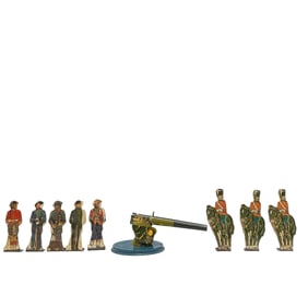 Tin Litho Shooter Cannon and MARX Target Soldiers