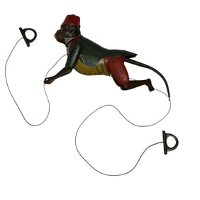 German Friction Tin Toy CLIMBING MONKEY TOM ca.1930s