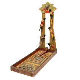 Late 19th Century "The Jolly Marble Game" Wood and Paper w/Reading Girl Illustration