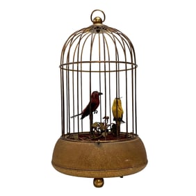 GERMANY Automaton Double Mocking Birds In Cage
