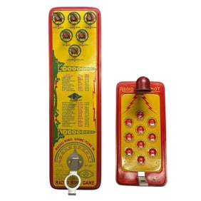 AAA "Radio Ring Game" Ring Toss & American Game "Radio Shot" Marble Game Tin Lithos
