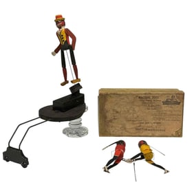 Talking Machine Toys - Black Americana Toys - The Boxers & Ragtime Rastus c. 1915 w/Box