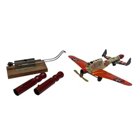 (4) Antique Toy MARBLE Shooters - GOTHAM Fighter Plane
