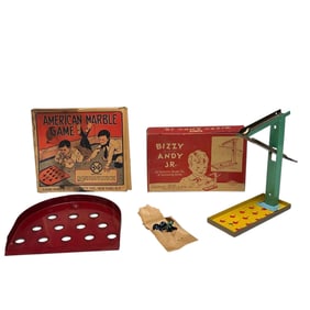 MARX and WOLVERINE Tin Litho BOXED Marble Game Toys